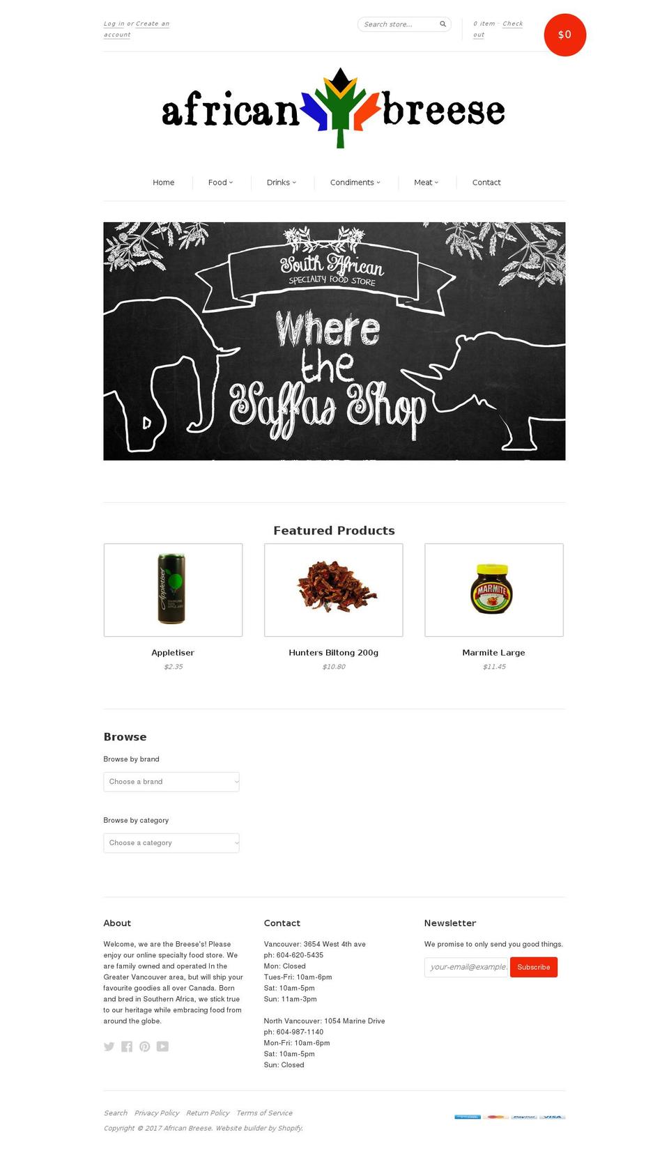 africanbreese.com shopify website screenshot