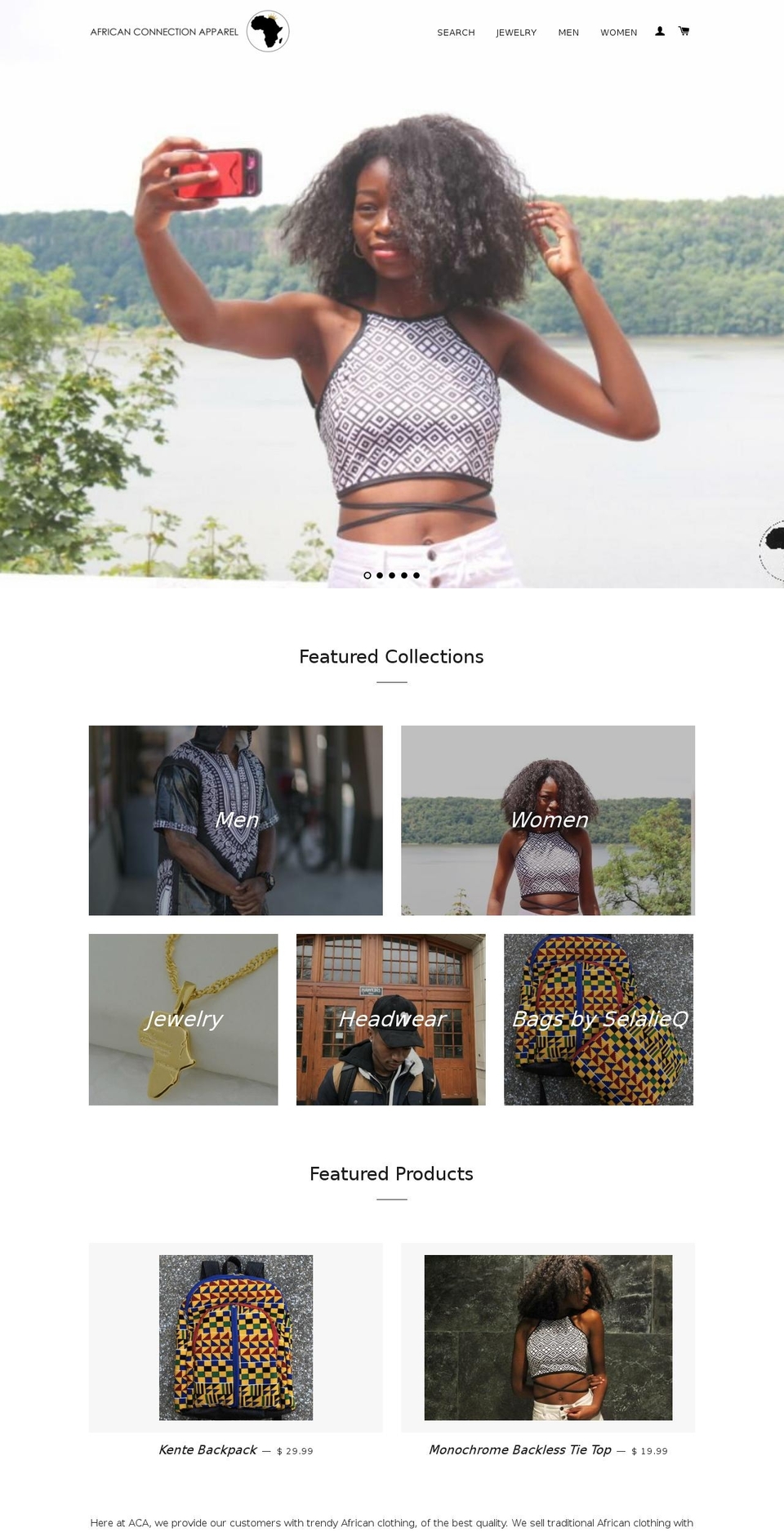 africanconnectionapparel.com — Shopify storefront screenshot