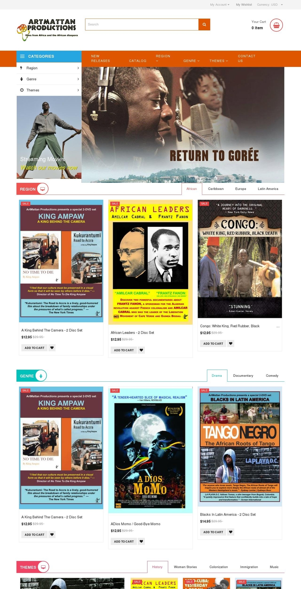 africandiasporavideo.com shopify website screenshot