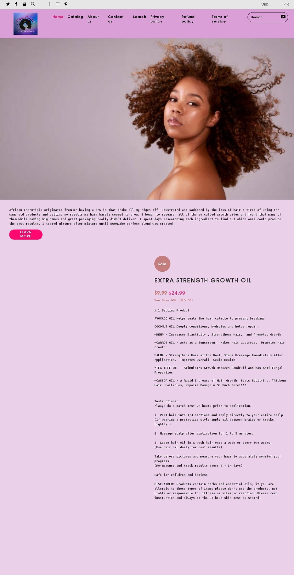 africanessentials.org shopify website screenshot