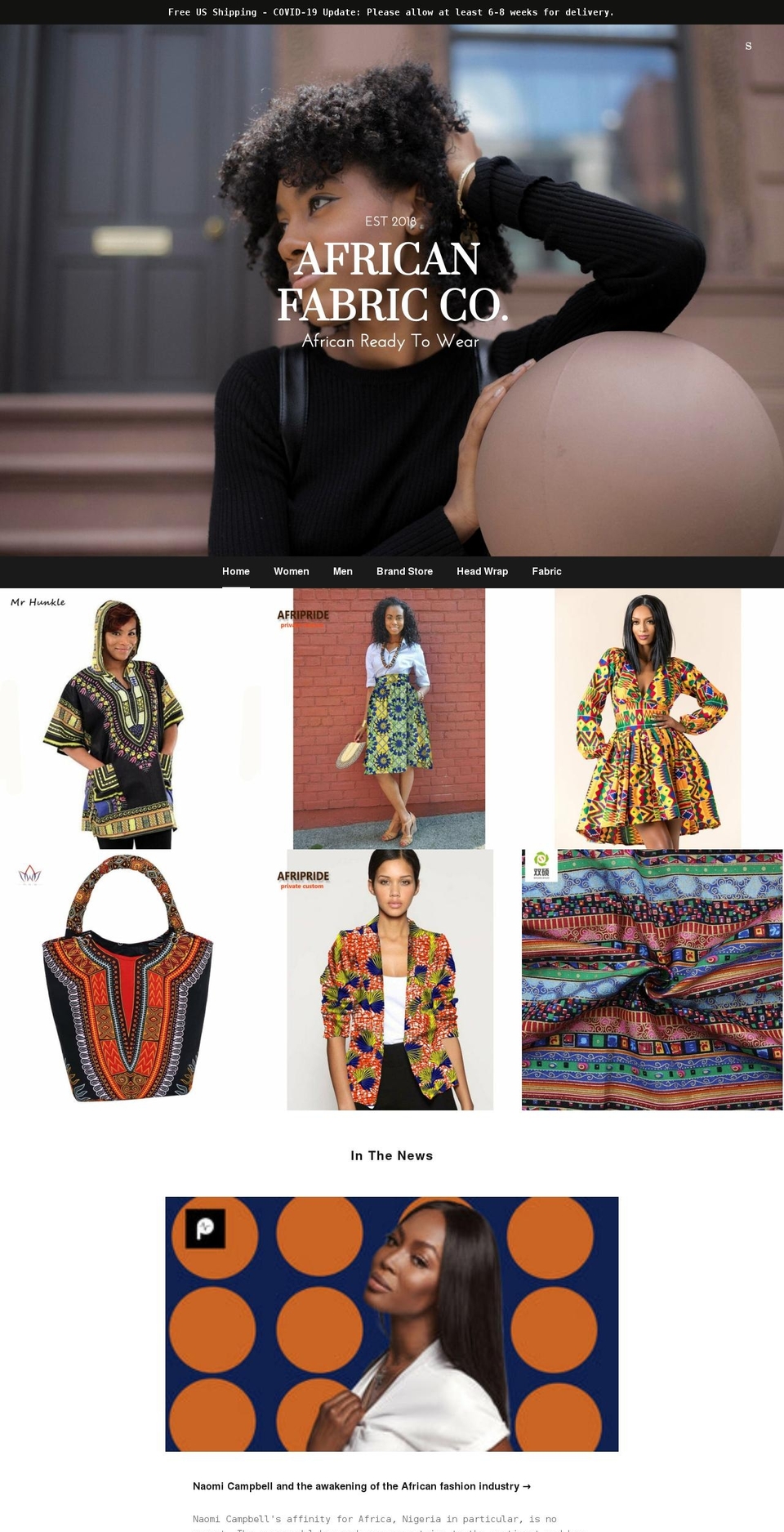 africanfabricco.com — Shopify storefront screenshot