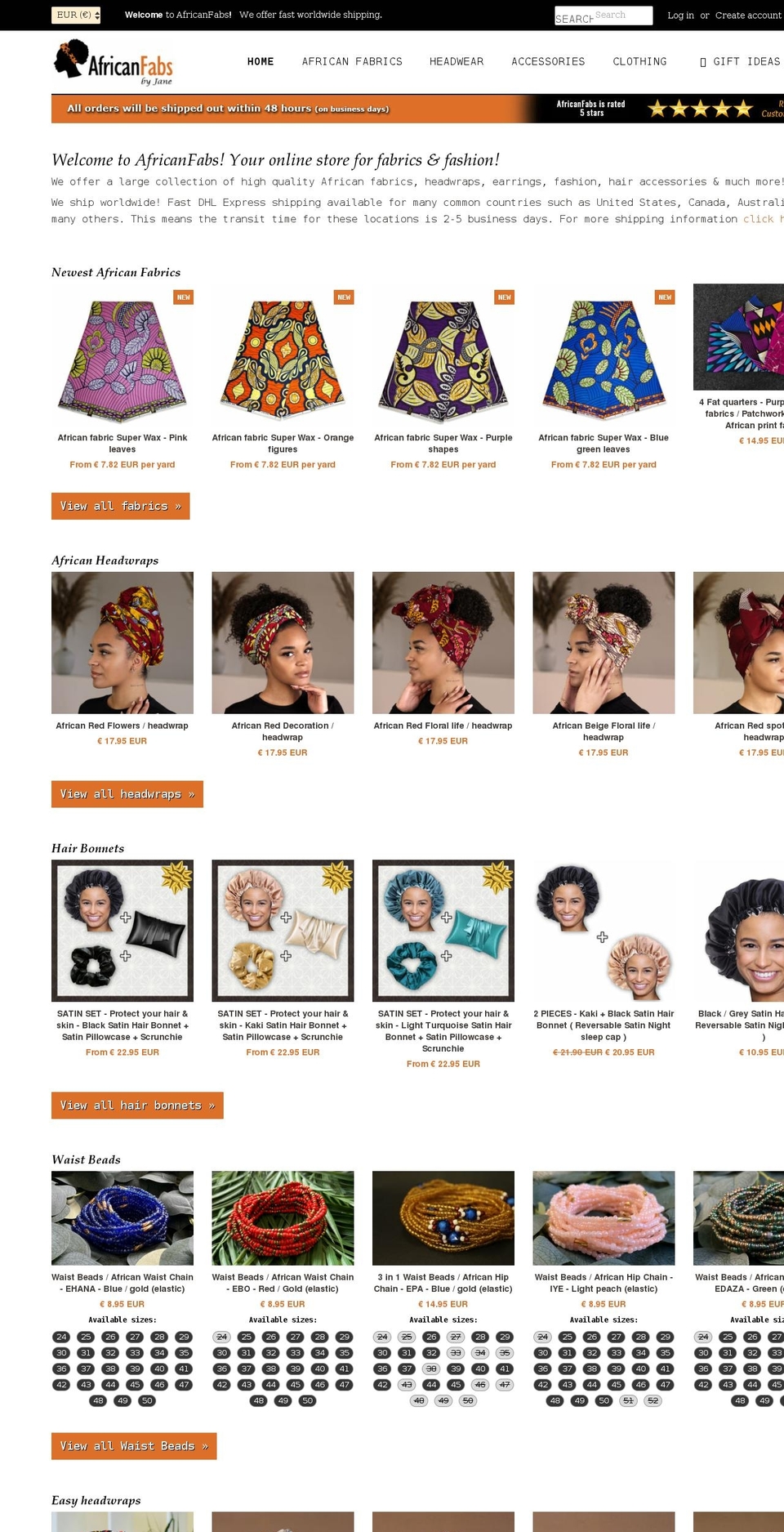 africanfabs.com shopify website screenshot