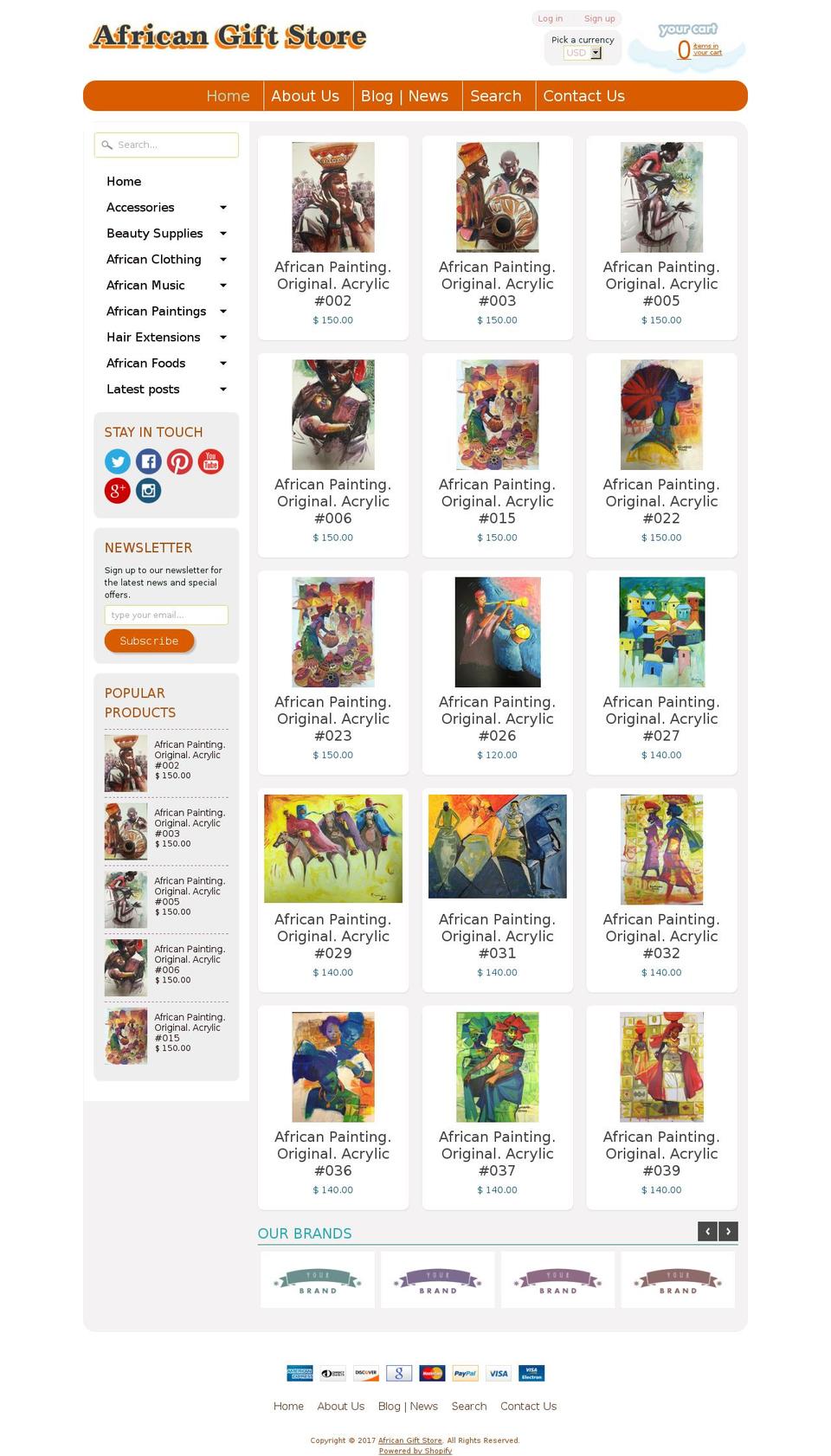 africangiftstore.com shopify website screenshot