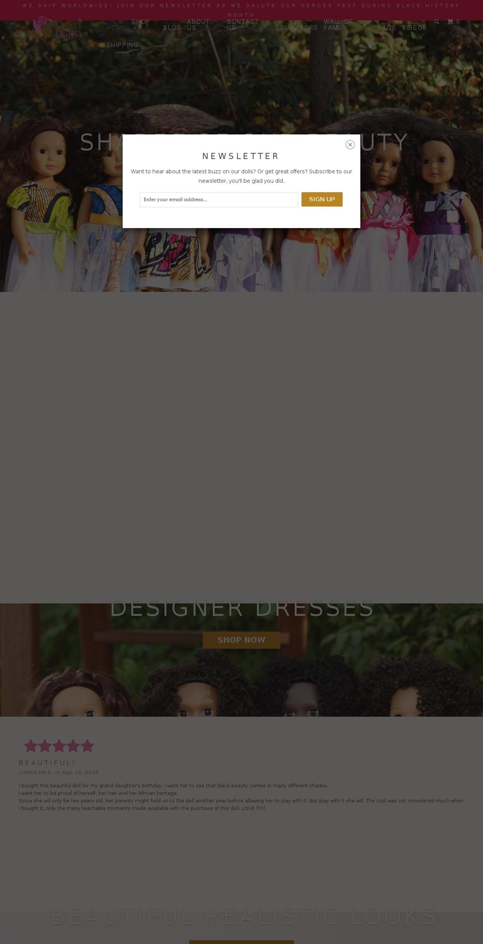 africangirldoll.com shopify website screenshot