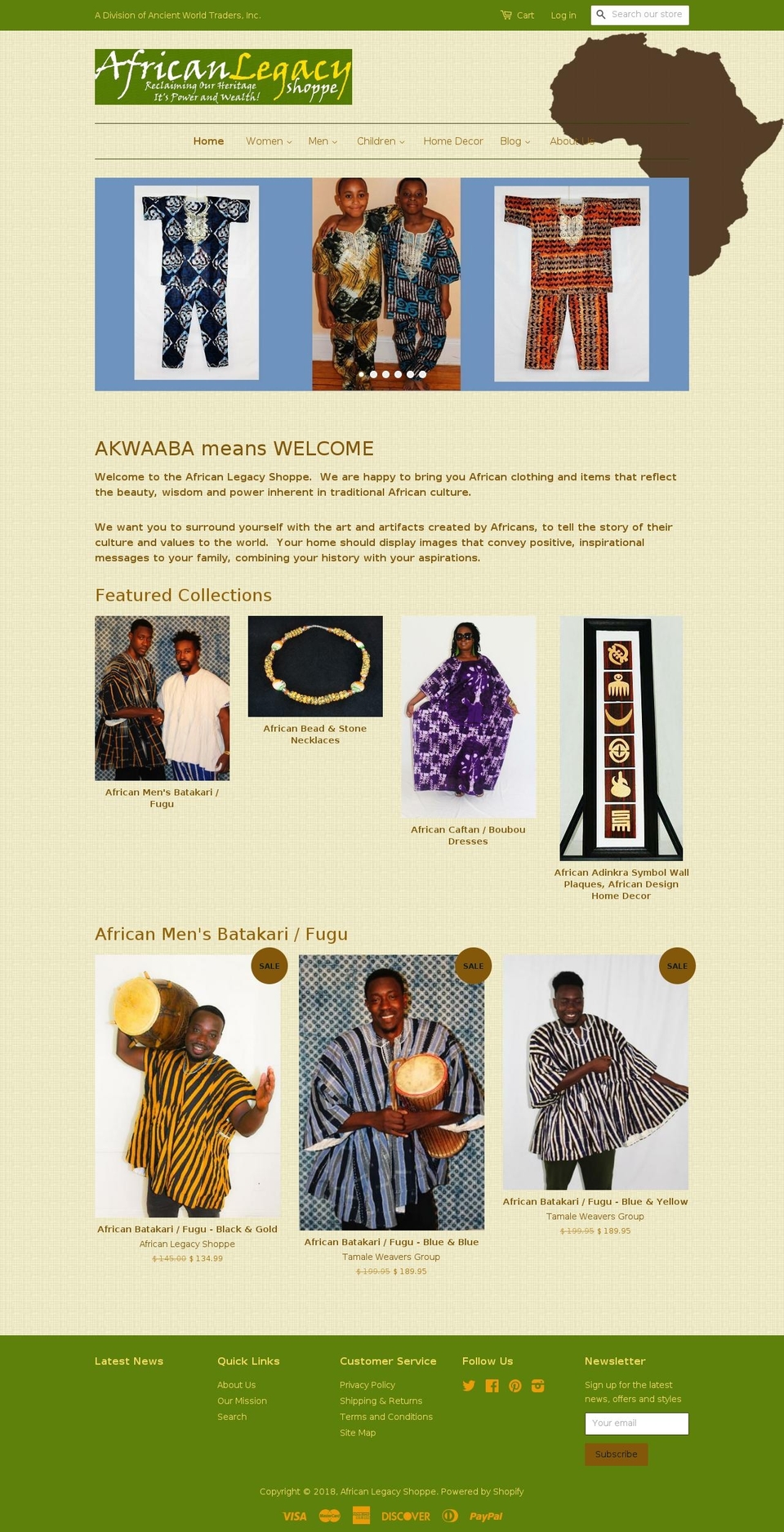 africanlegacycollections.net shopify website screenshot
