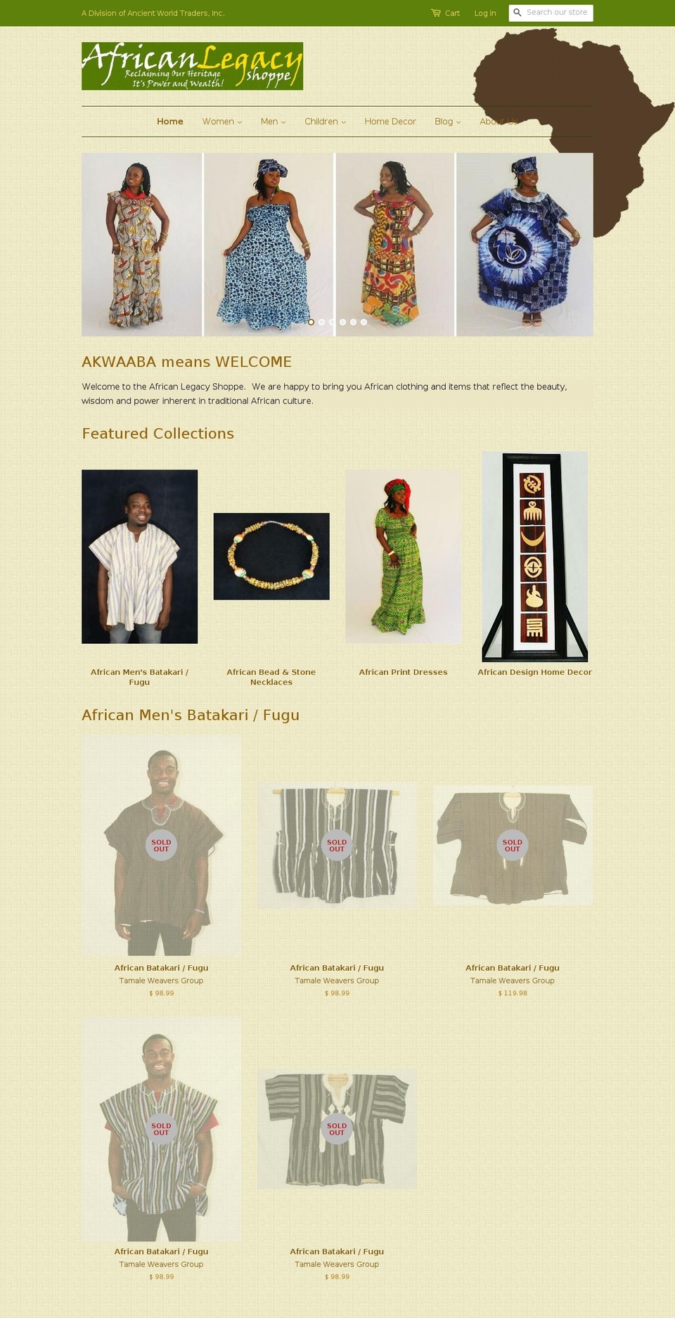 africanlegacycollections.org shopify website screenshot