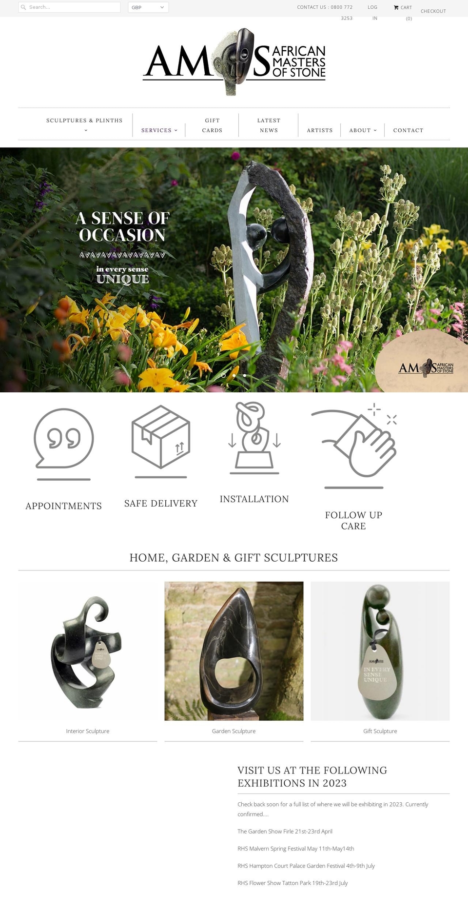 africanmastersofstone.co.uk shopify website screenshot