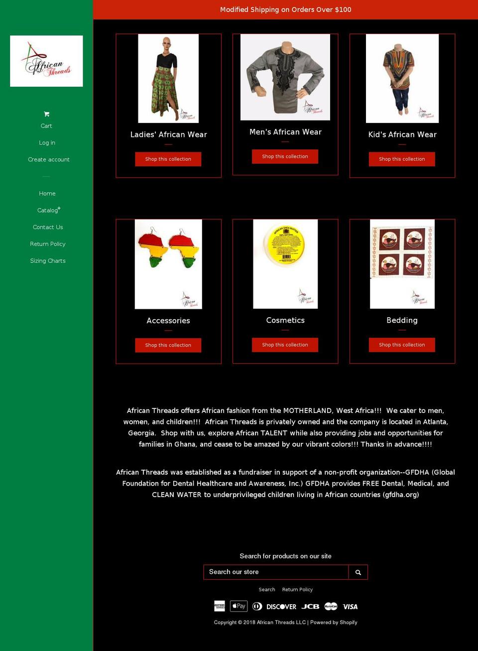 africanthreads.org shopify website screenshot