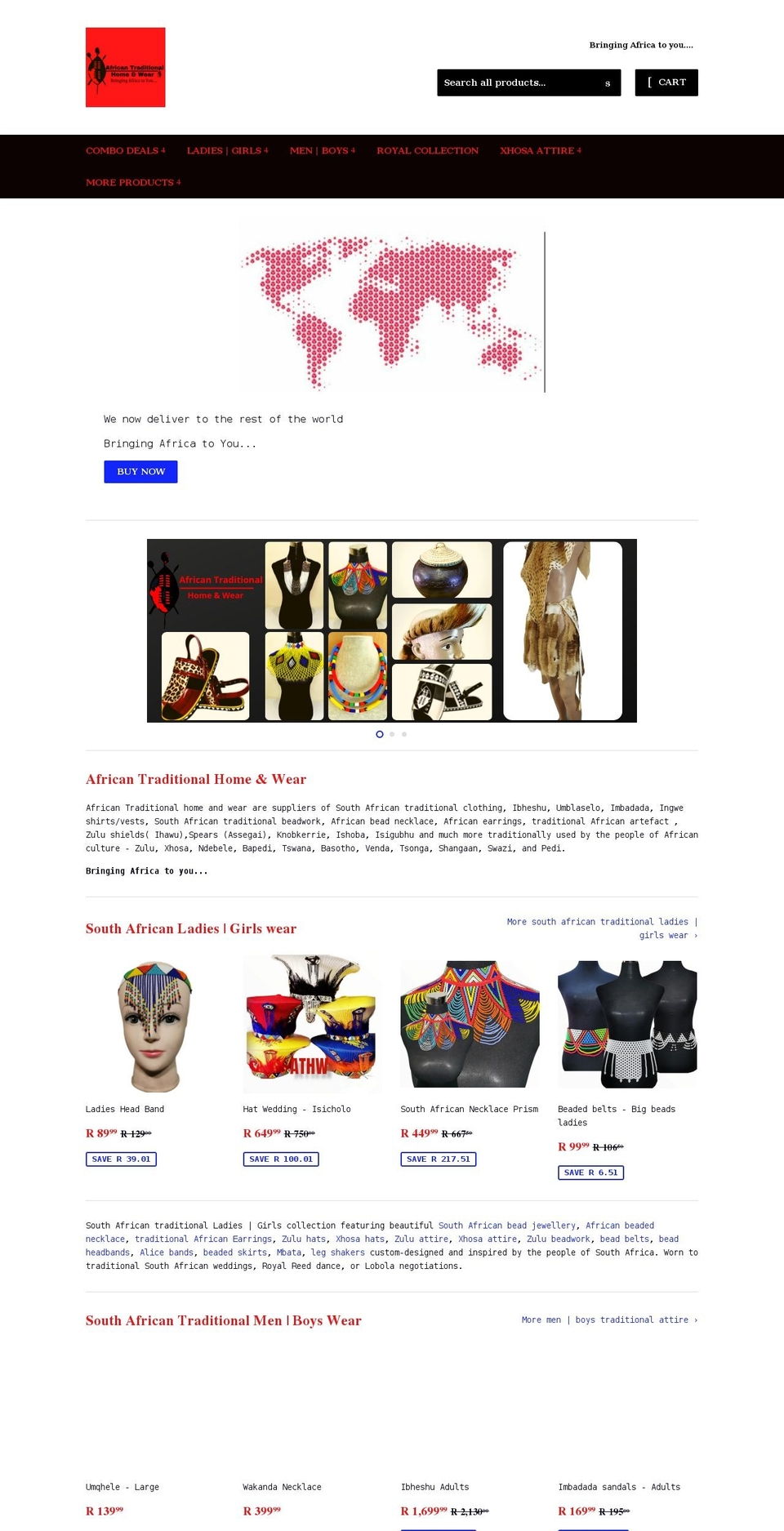 africantraditionalwear.co.za shopify website screenshot