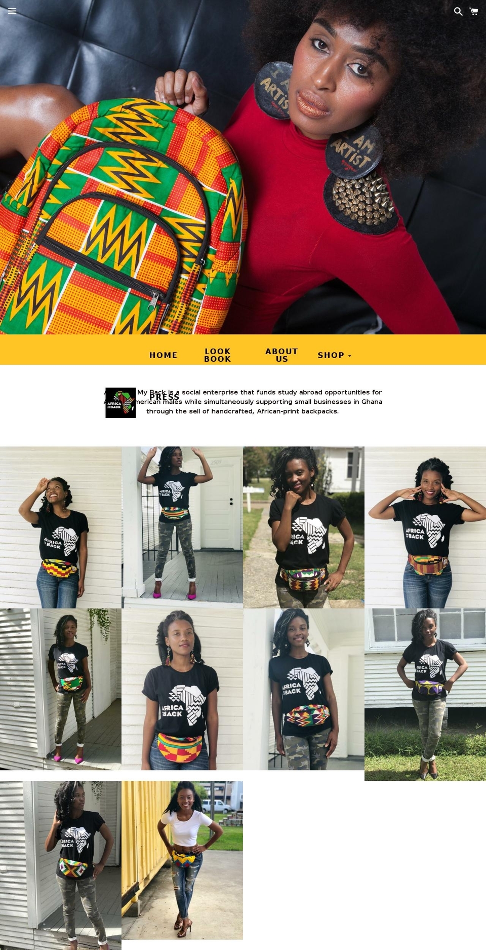 africaonmyback.com shopify website screenshot