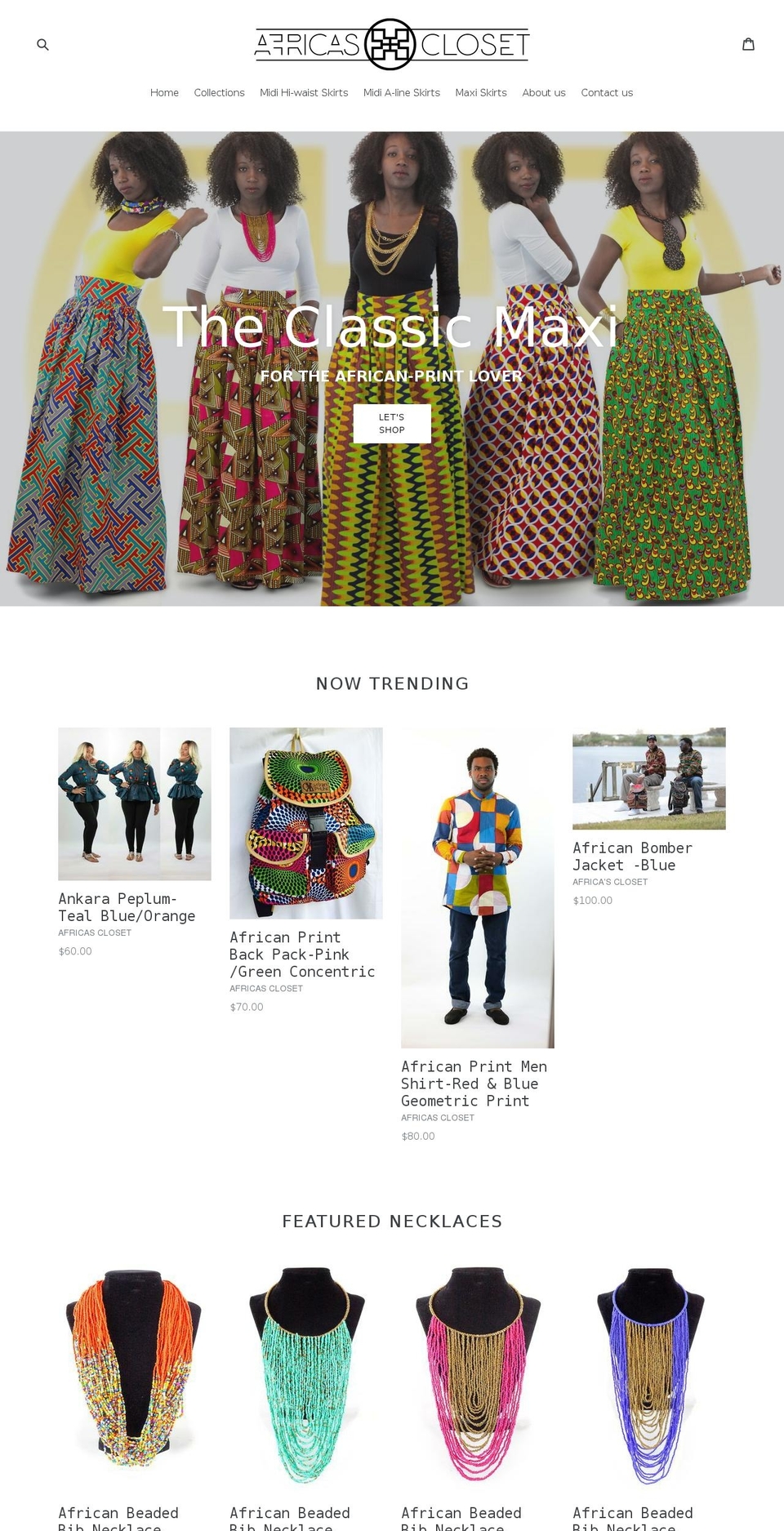 africascloset.com shopify website screenshot