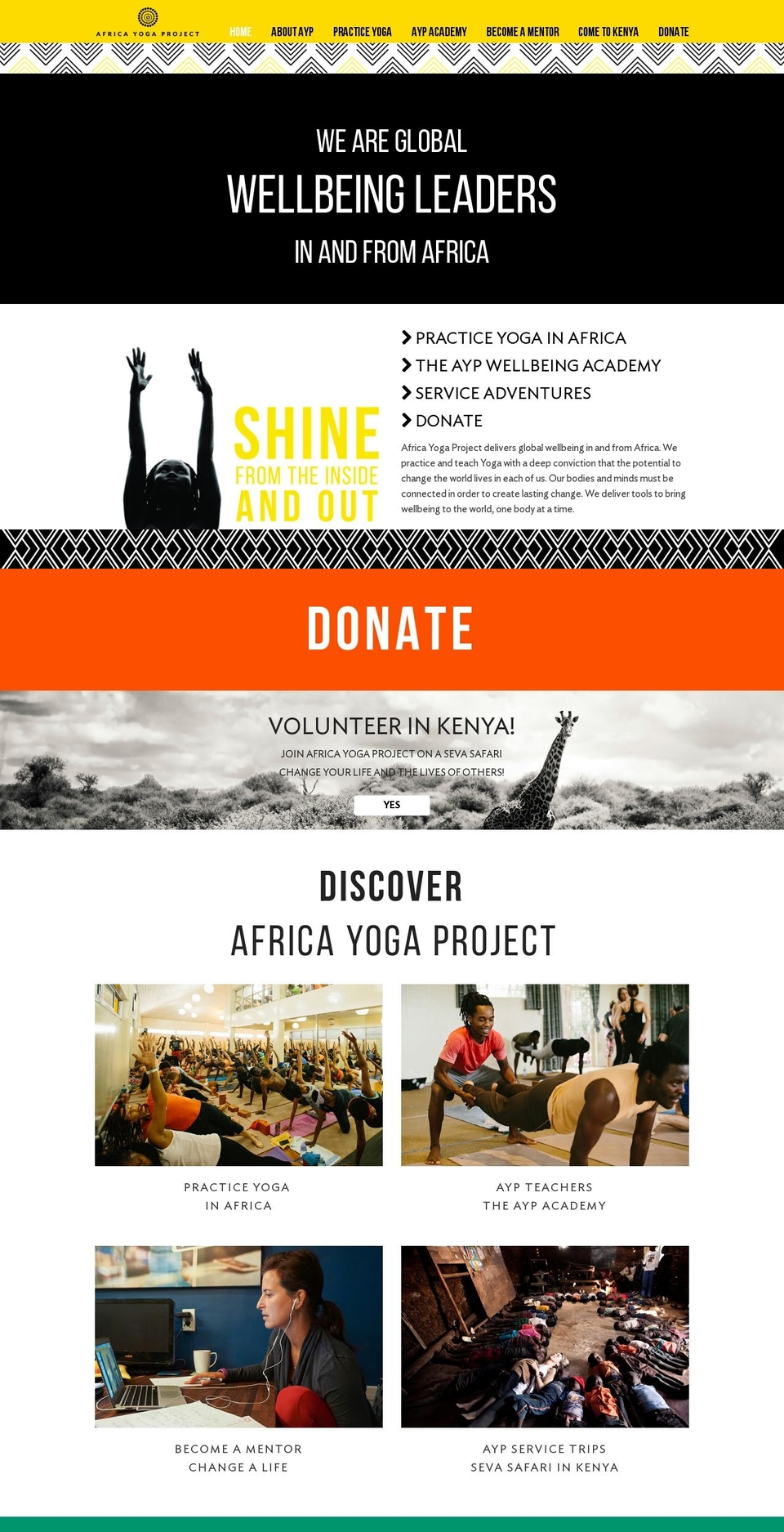 africayogaproject.org shopify website screenshot