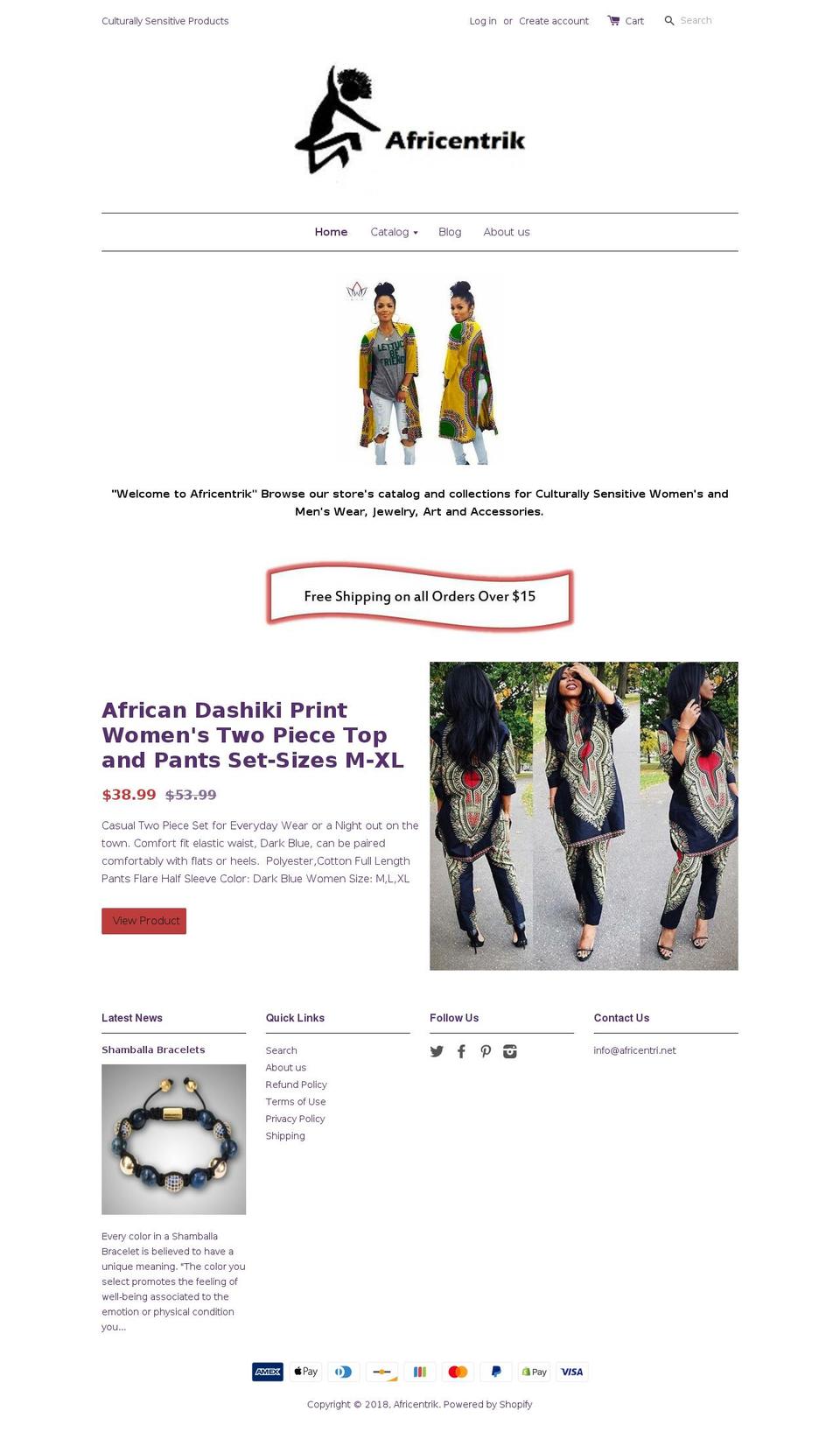 africentri.net shopify website screenshot