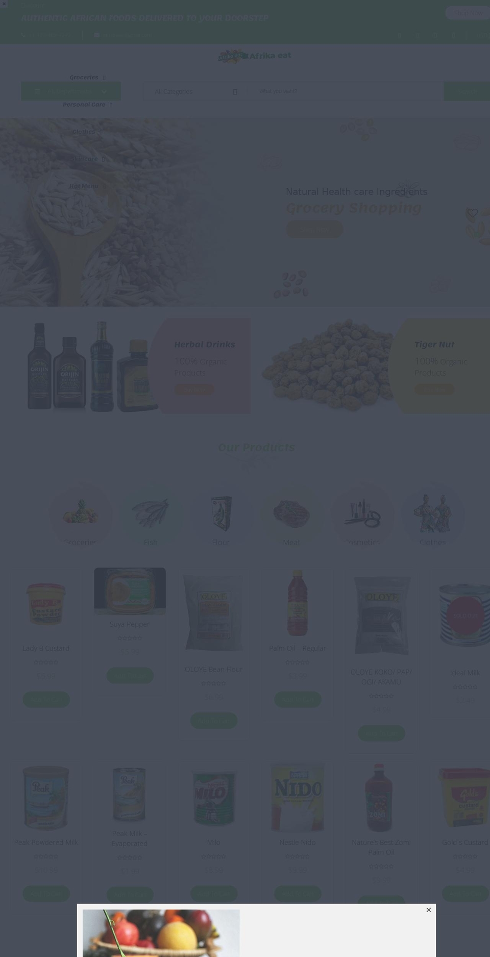 Groca Shopify theme site example afrikaeat.com
