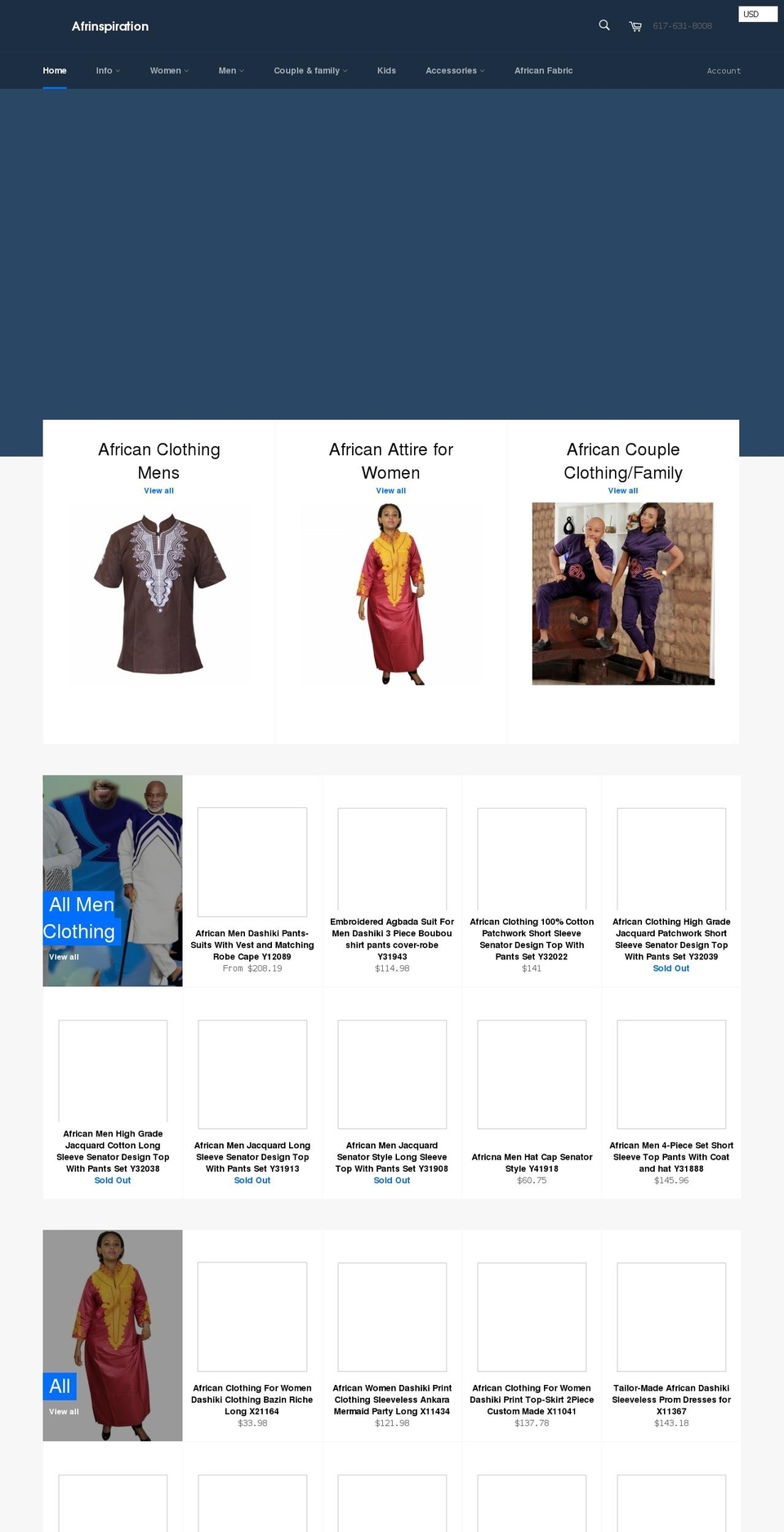afrinspiration.com shopify website screenshot