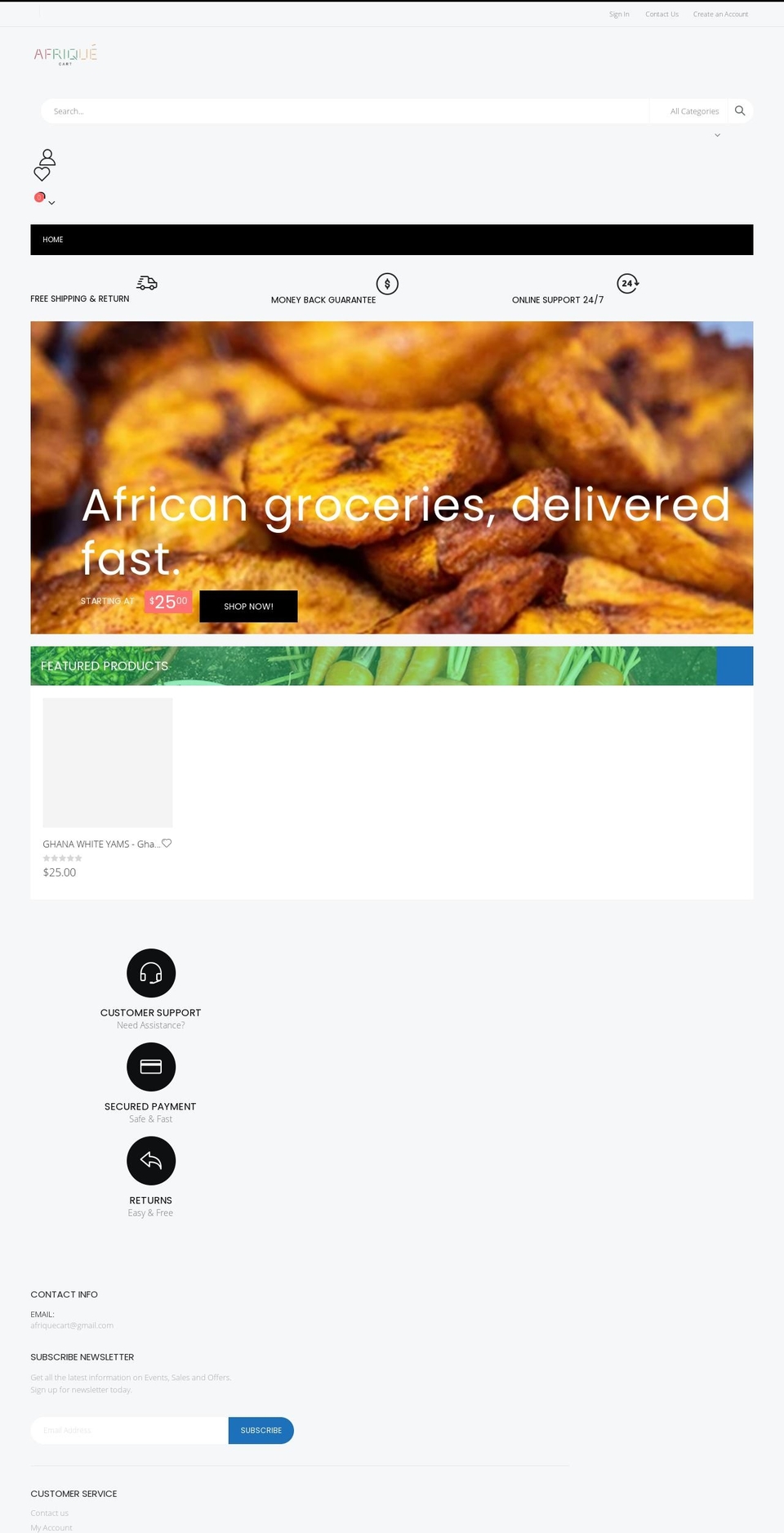 afriquecart.com — Shopify storefront screenshot