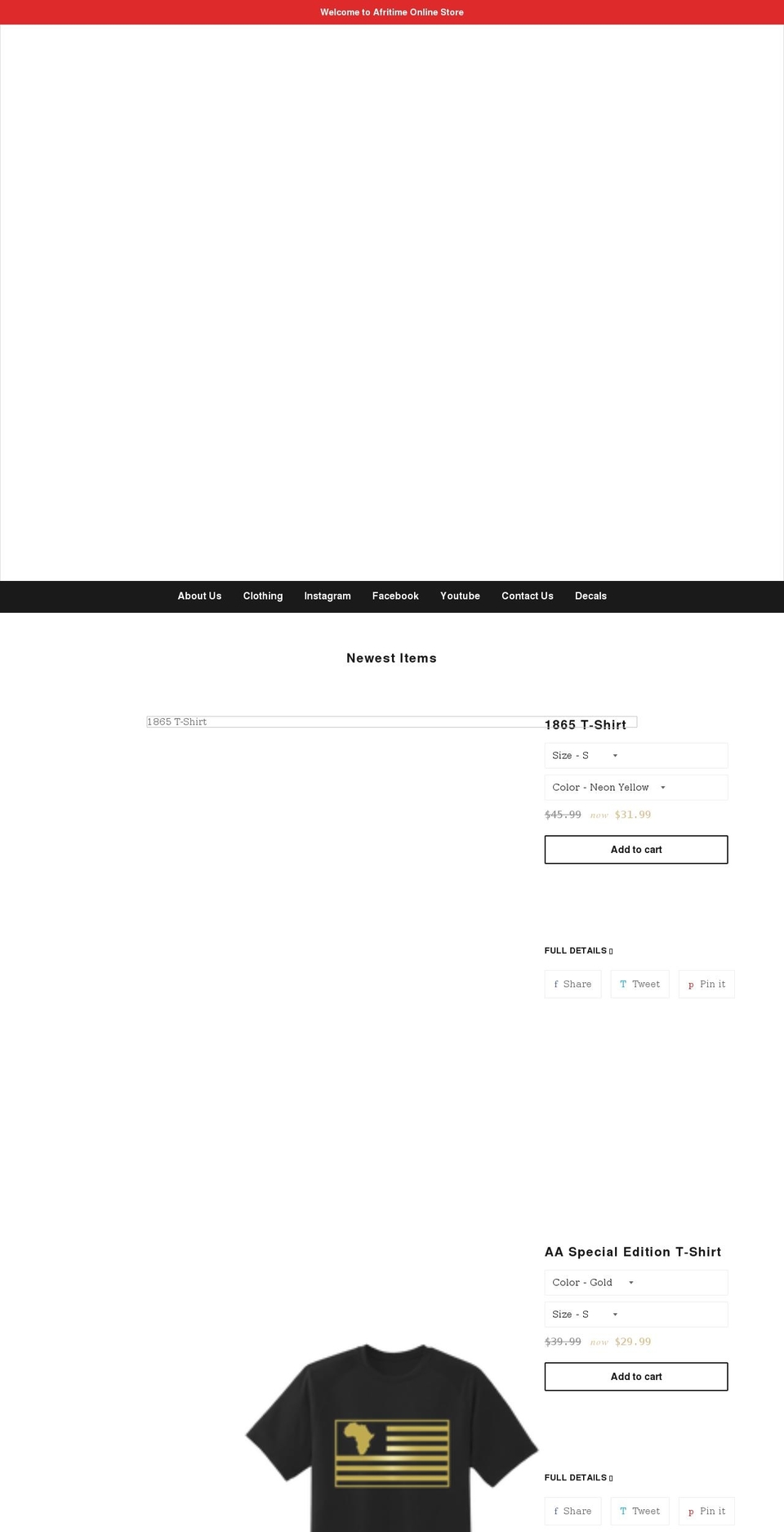 afritime.org shopify website screenshot
