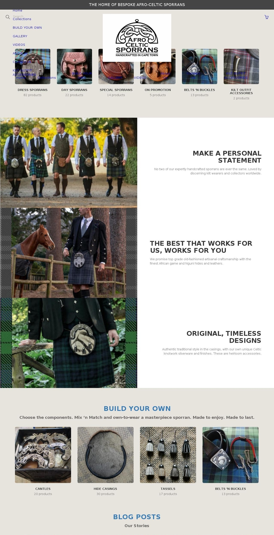 afrocelticsporrans.com shopify website screenshot