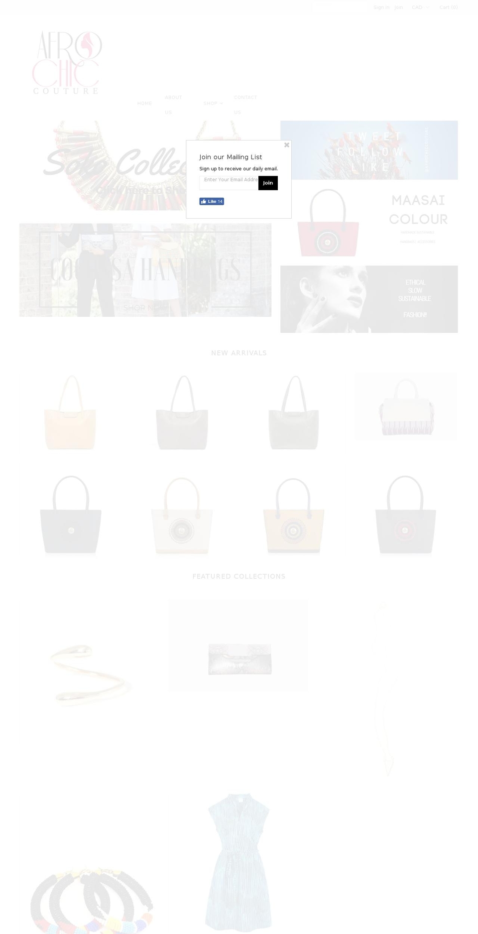 afrochiccouture.com shopify website screenshot