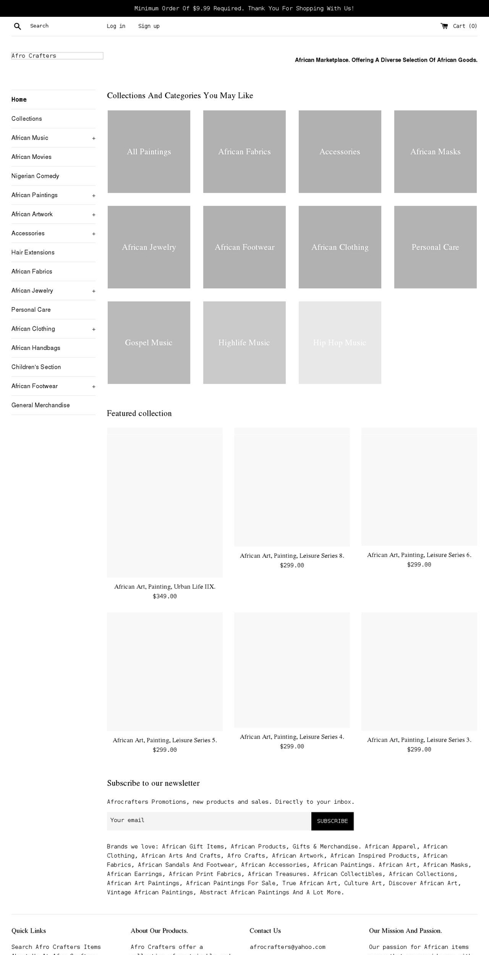 afrocrafters.com shopify website screenshot