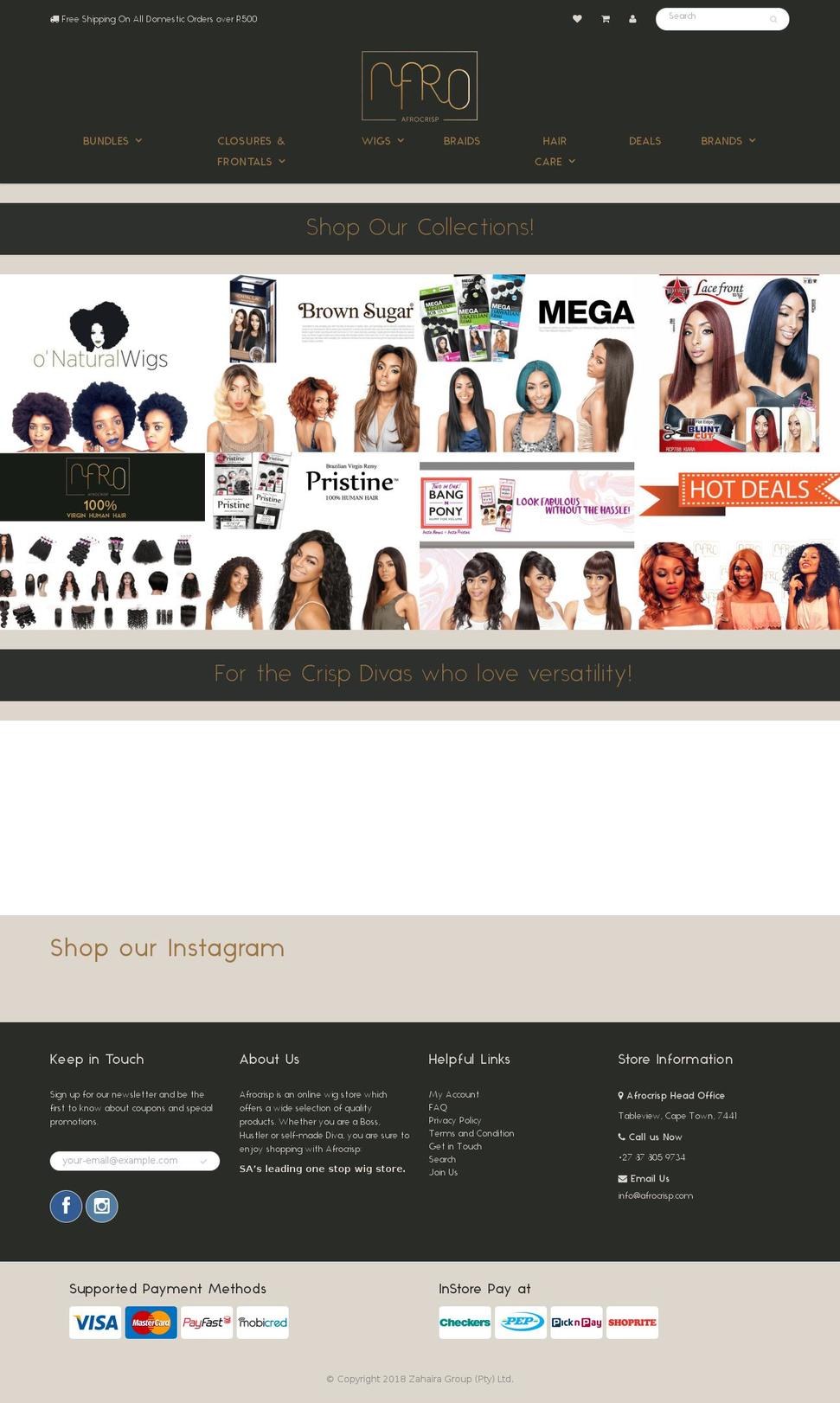 afrocrisp.co.za shopify website screenshot