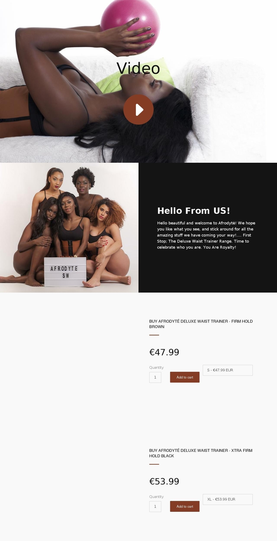 afrodyteshapewear.com shopify website screenshot