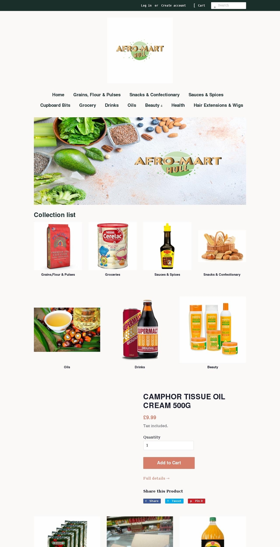 afromarthull.com shopify website screenshot