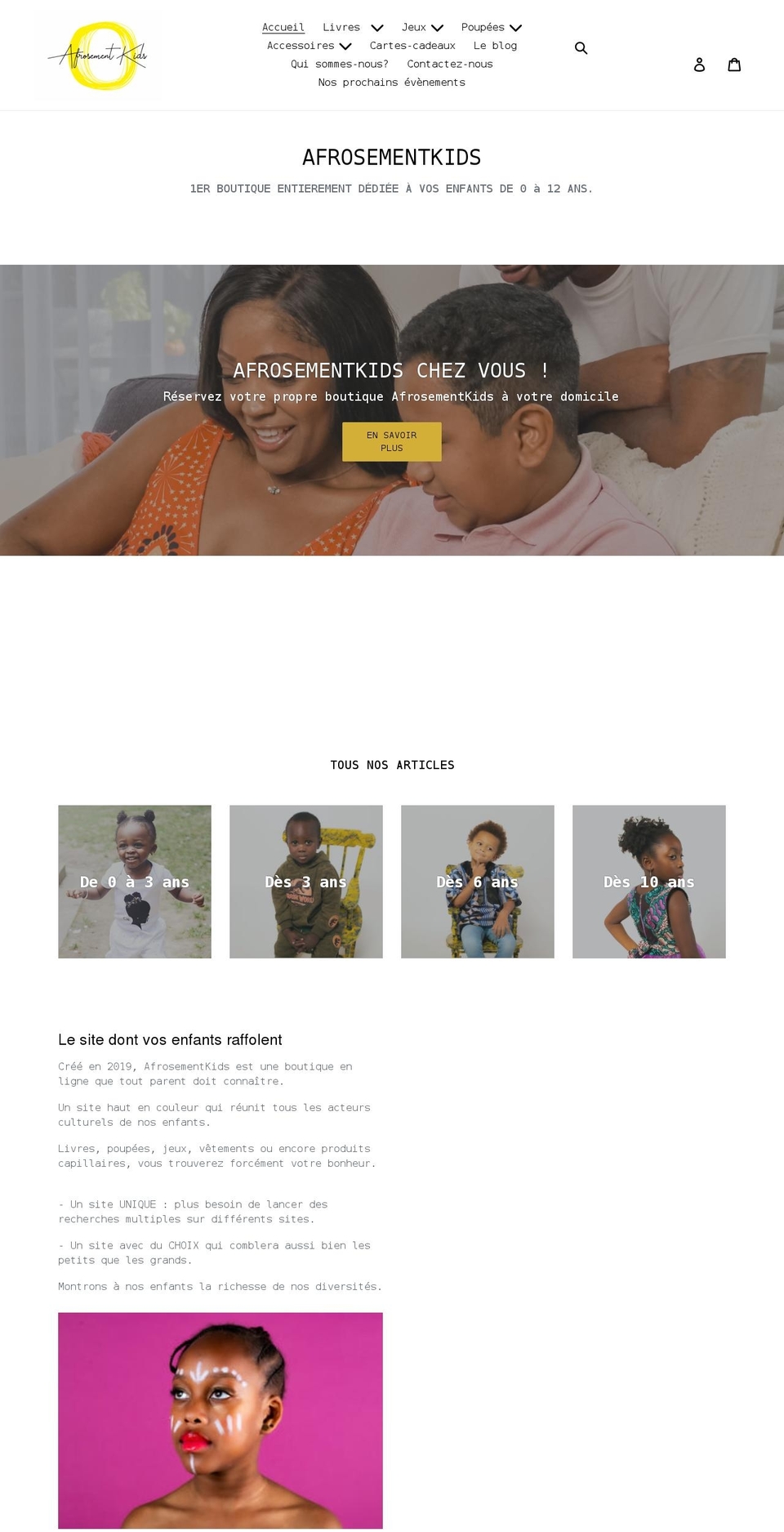 afrosementkids.com shopify website screenshot