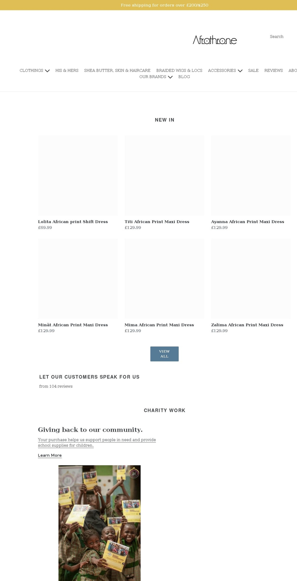 afrothrone.com — Shopify storefront screenshot