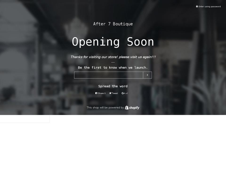 after7boutique.com shopify website screenshot