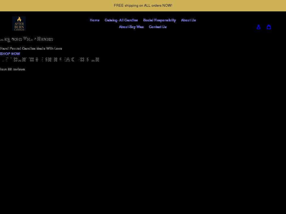 afterburncandles.com shopify website screenshot