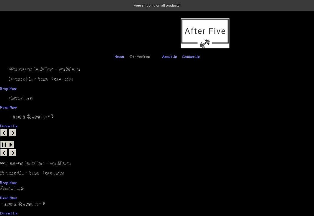 afterfive.ca shopify website screenshot