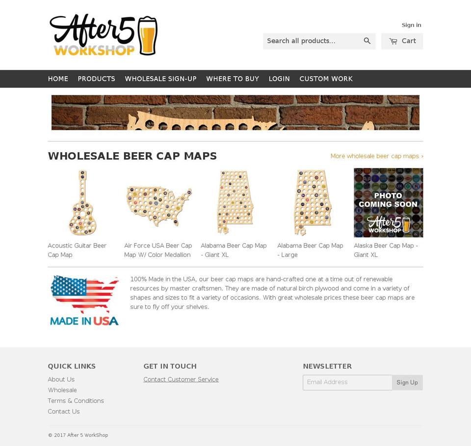 afterfiveworkshop.com shopify website screenshot