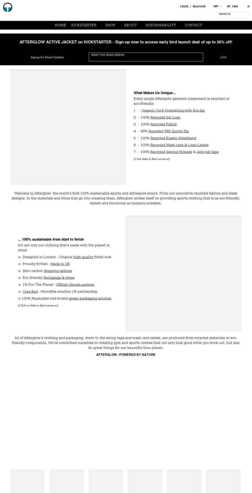 afterglowlondon.com shopify website screenshot