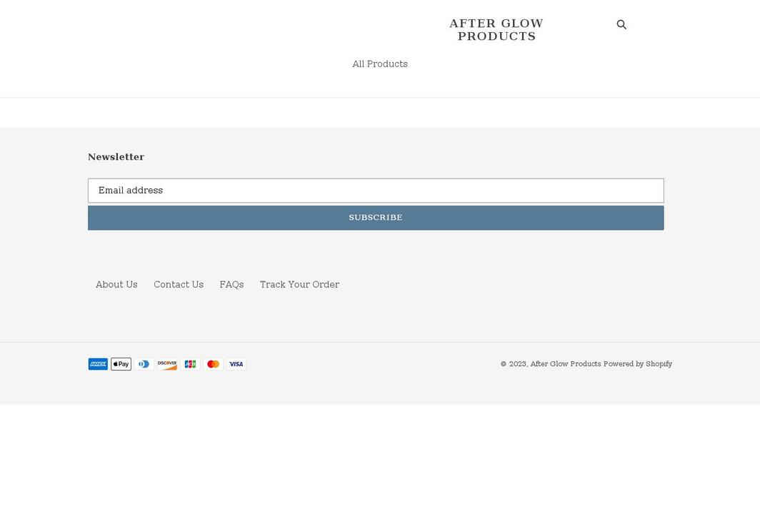 afterglowproducts.com shopify website screenshot