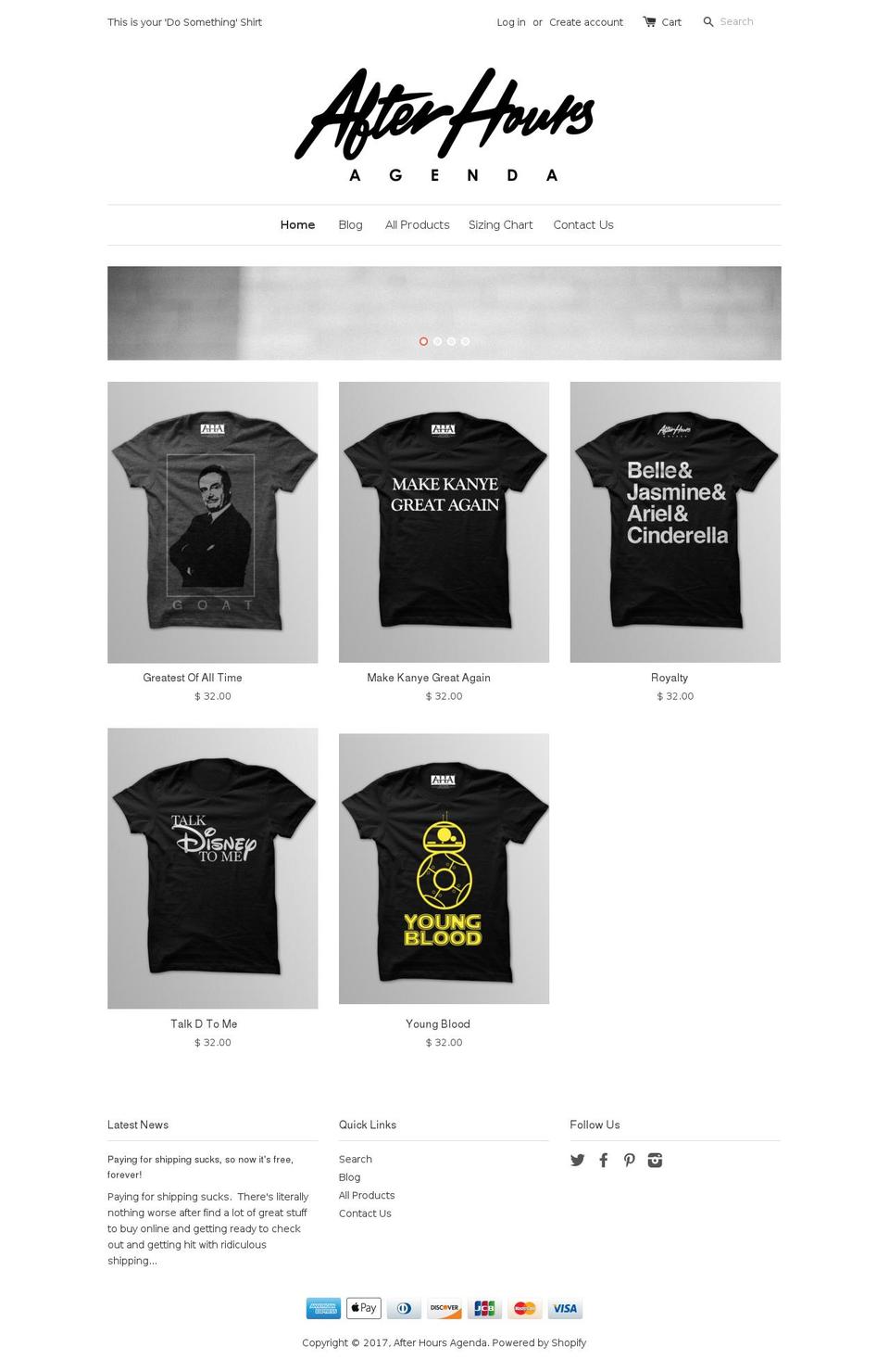 afterhoursagenda.com shopify website screenshot