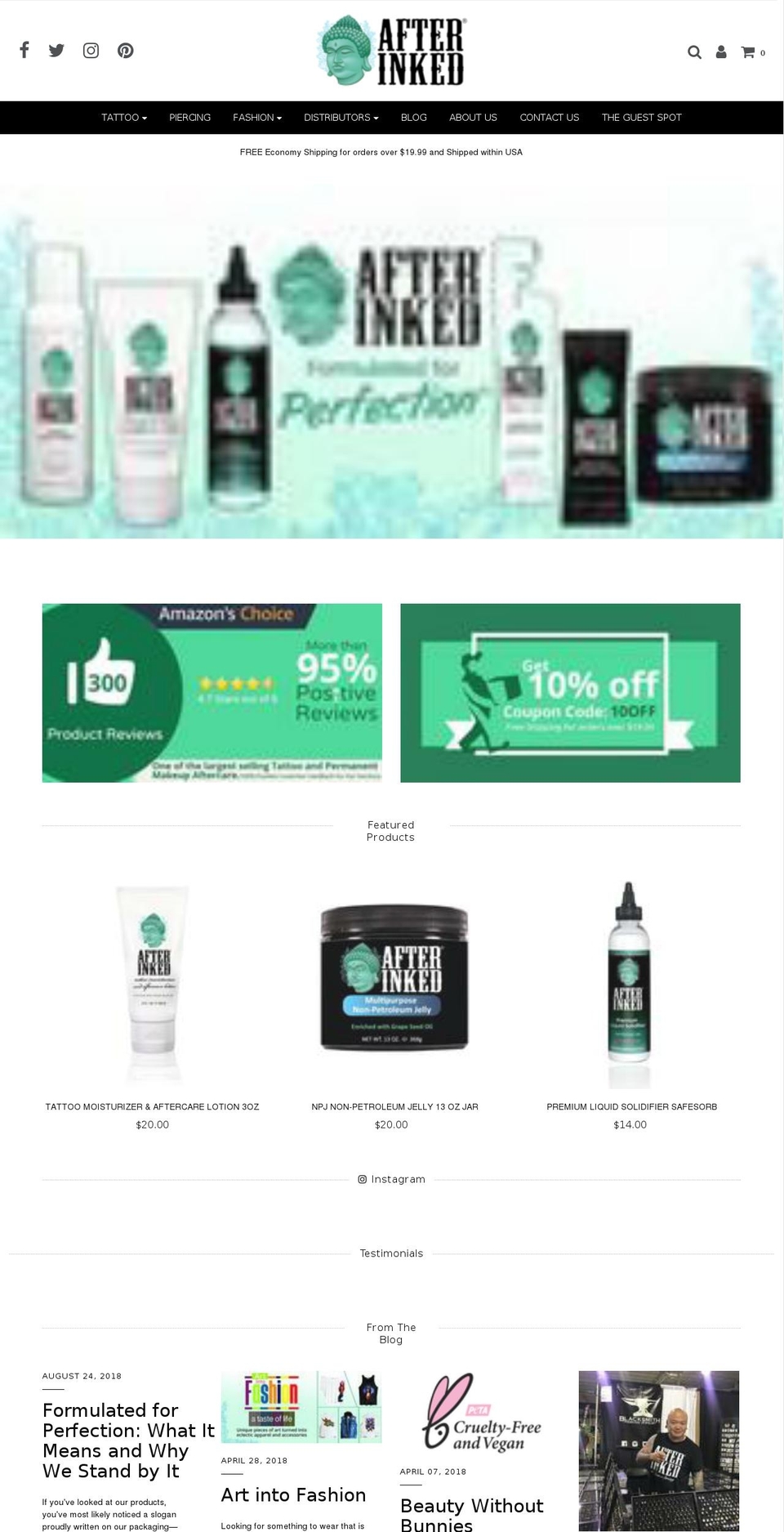 afterinked.com.au shopify website screenshot