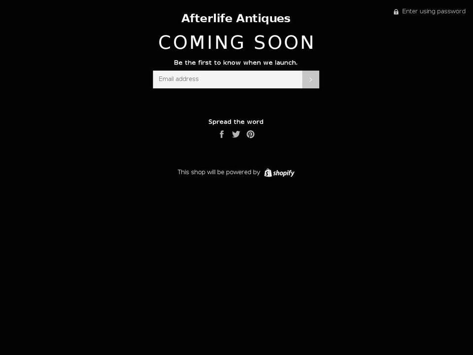 afterlifeantiques.com — Shopify storefront screenshot