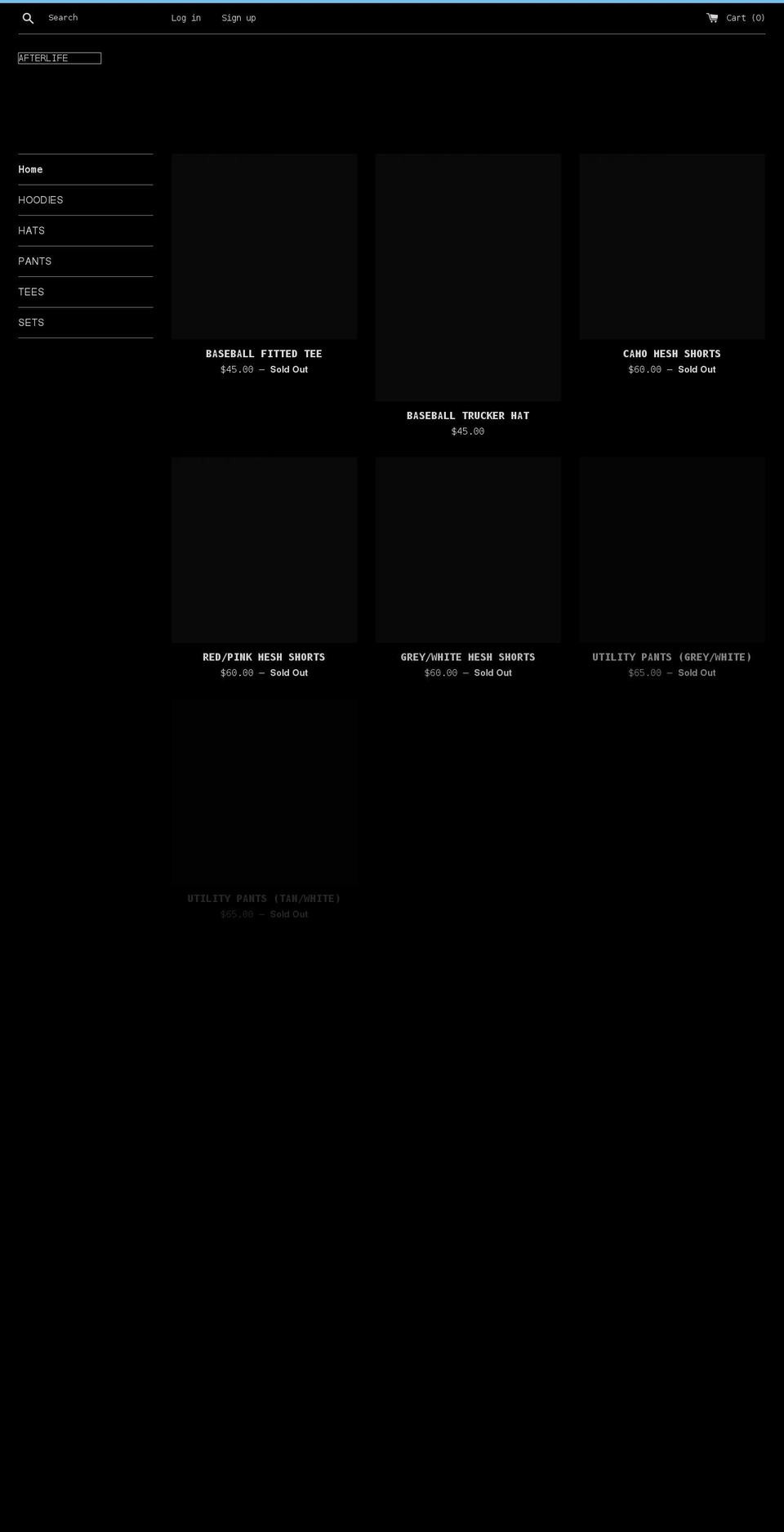 afterlifemerch.com shopify website screenshot