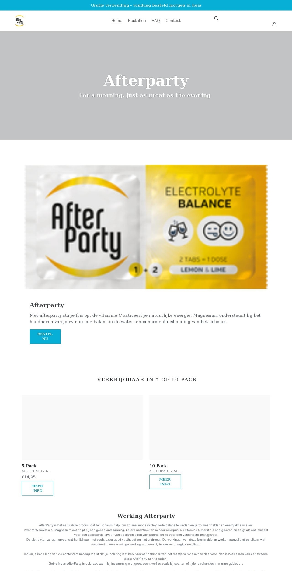 afterparty.nl shopify website screenshot