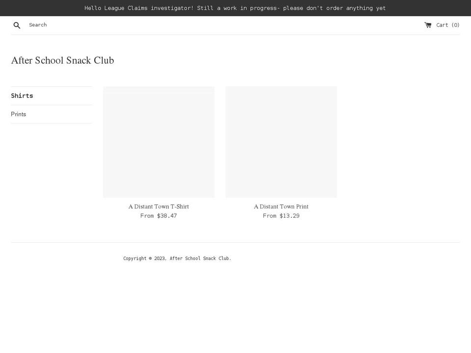 afterschoolsnack.club shopify website screenshot