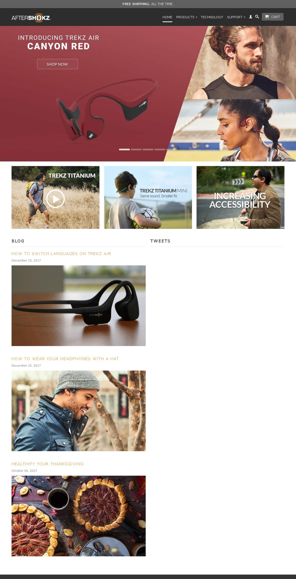 aftershokz.ca shopify website screenshot