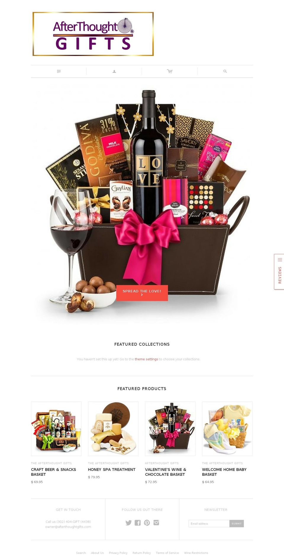 afterthoughtgifts.com shopify website screenshot