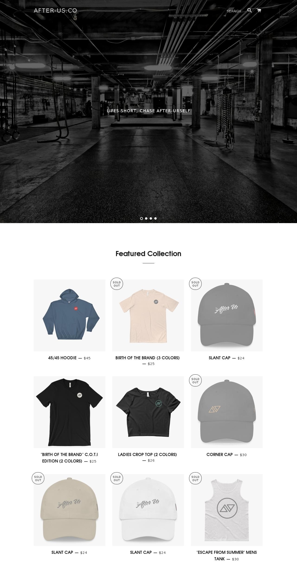 afterusco.com — Shopify storefront screenshot