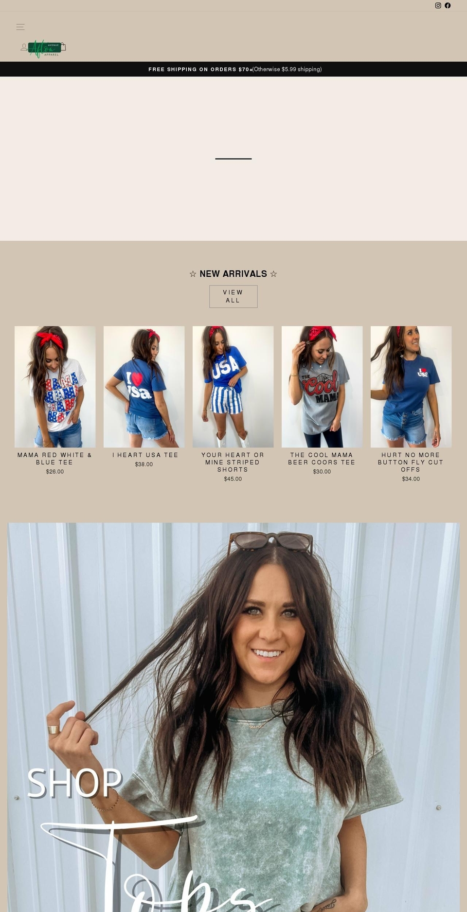 aftonavenue.com shopify website screenshot