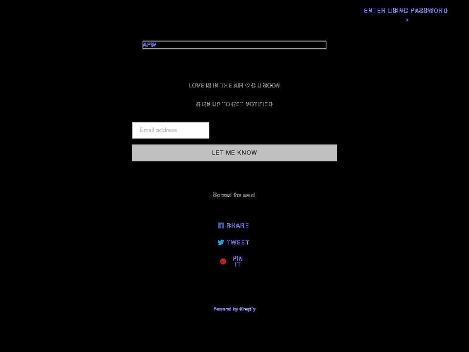 afwclothing.com — Shopify storefront screenshot