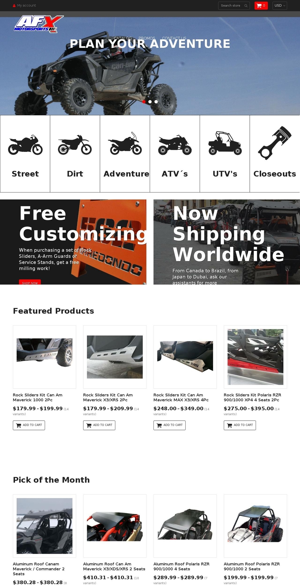 afxmotorsports.com shopify website screenshot