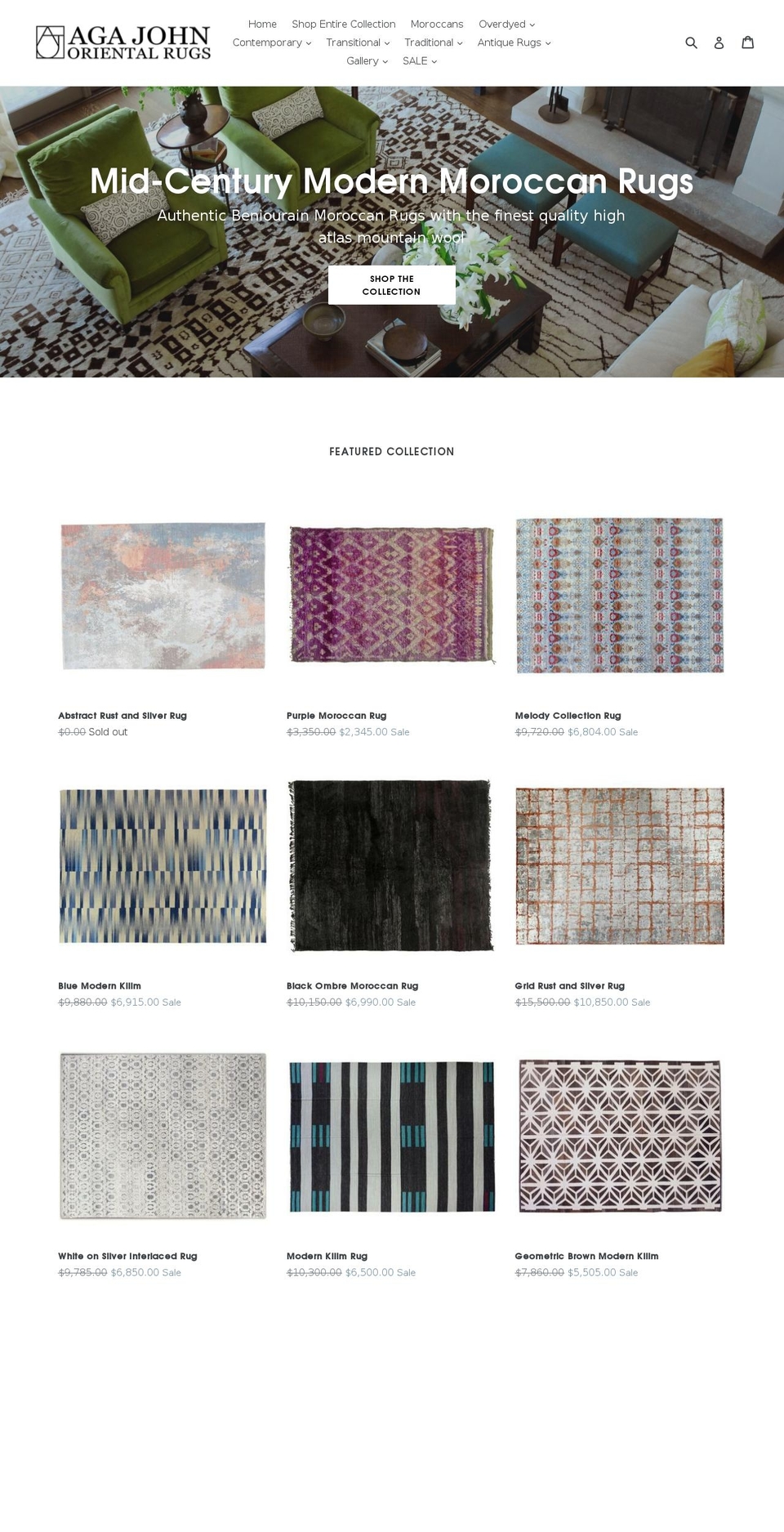agajohnrugs.com — Shopify storefront screenshot