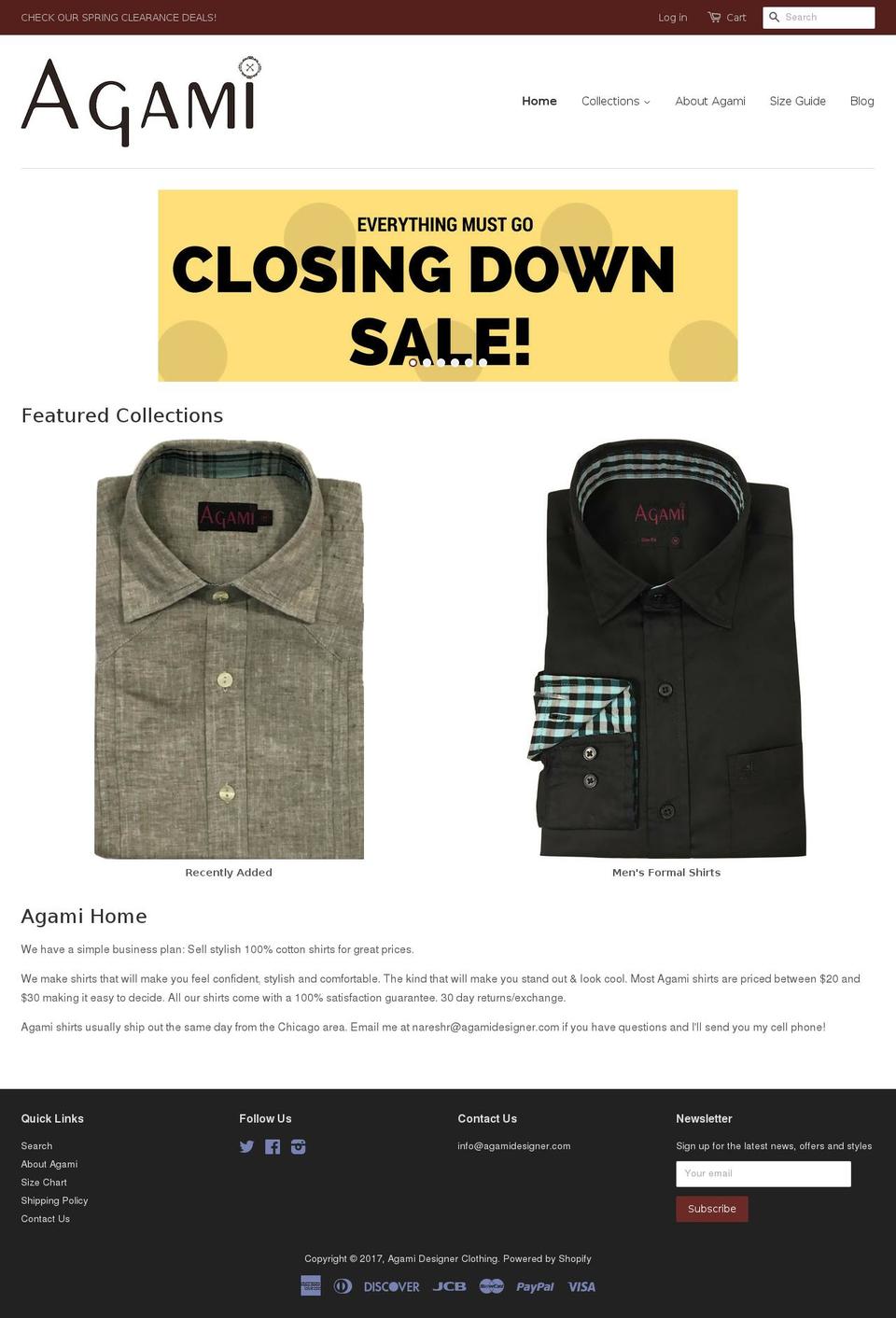 agamiclothing.com shopify website screenshot