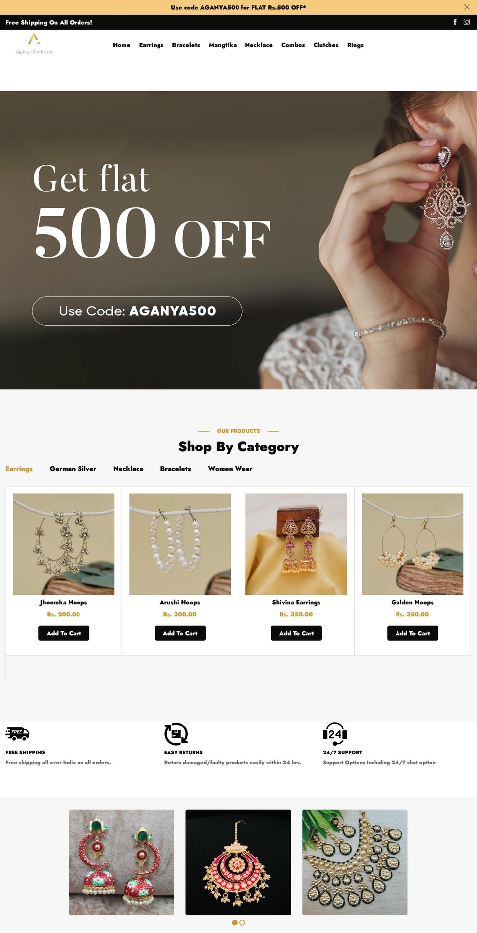 aganyakreation.com shopify website screenshot